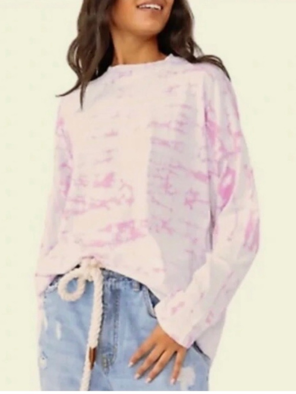 We the Free pink and white long sleeve t shirt.